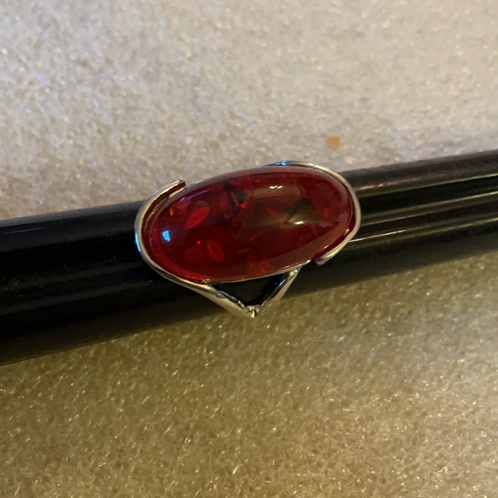 Vintage Silver Baltic Amber Ring - image 4